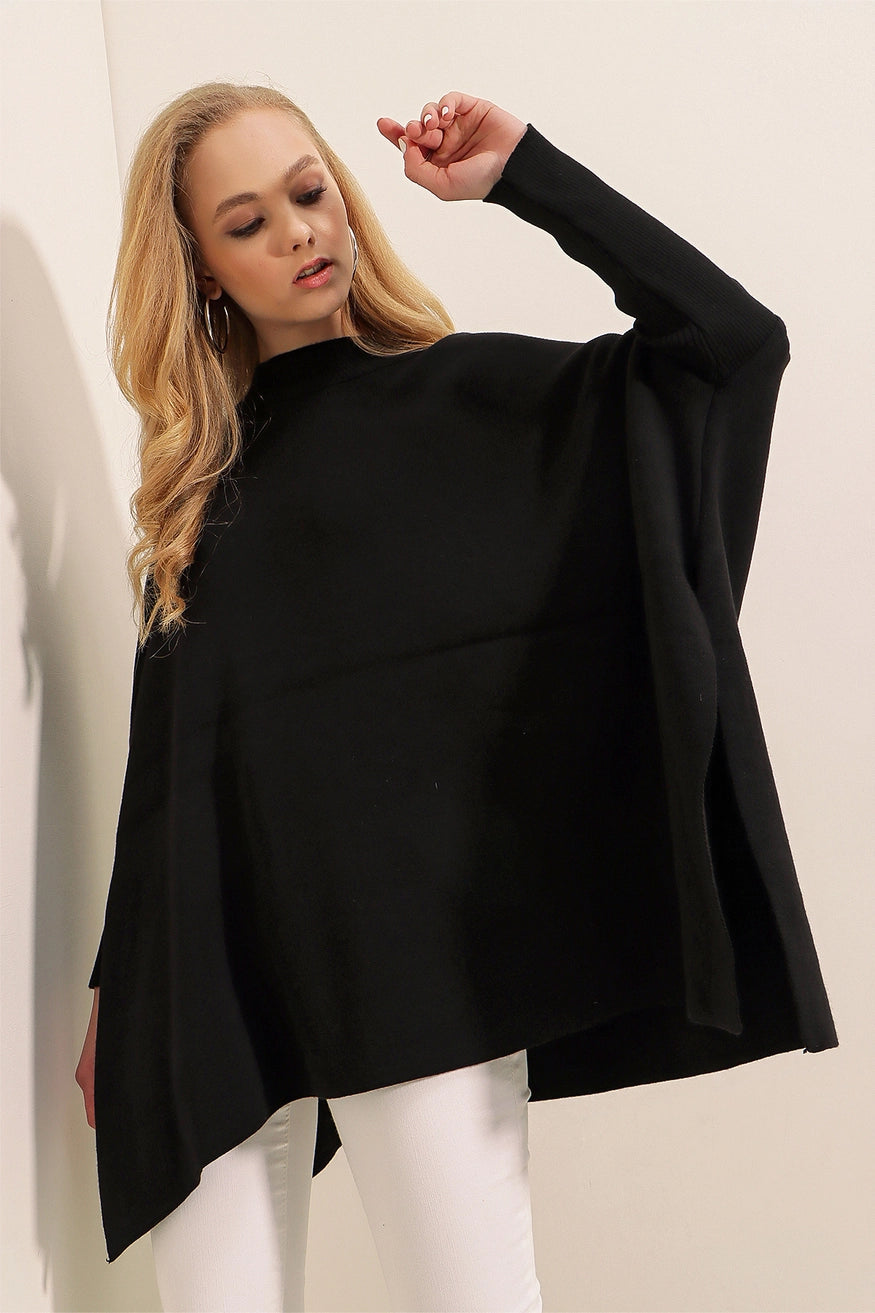 Mix&amp;amp;match V-neck poncho 