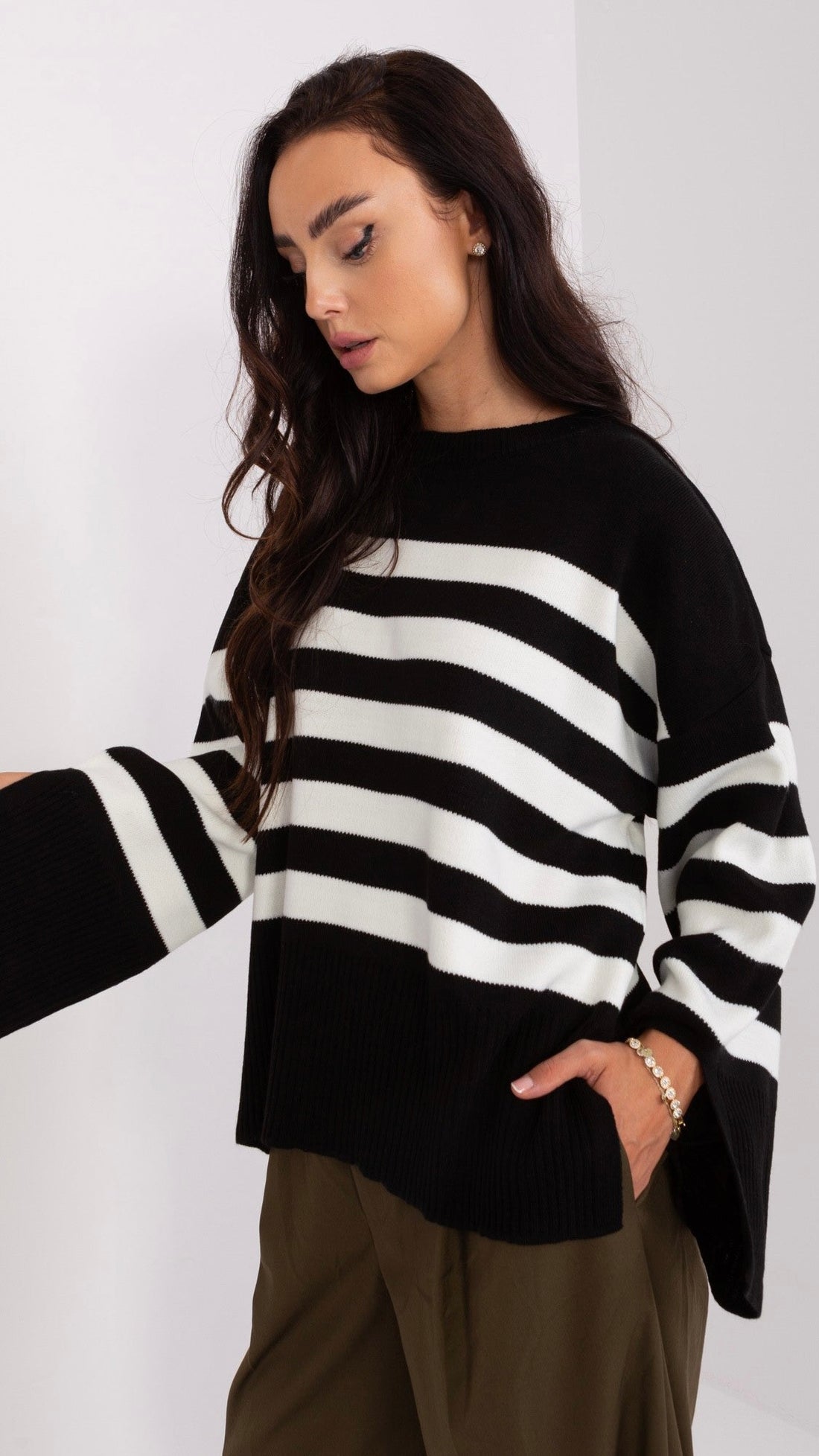 Pull marinière oversize à manches longues