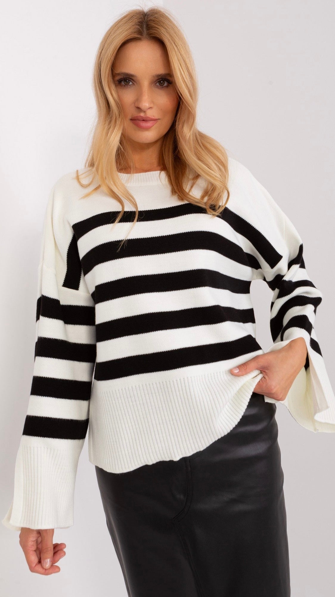 Pull marinière oversize à manches longues