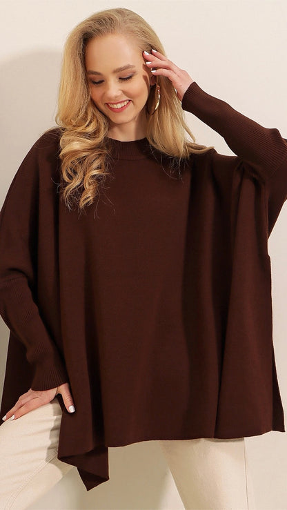 Mix&amp;amp;match V-neck poncho 