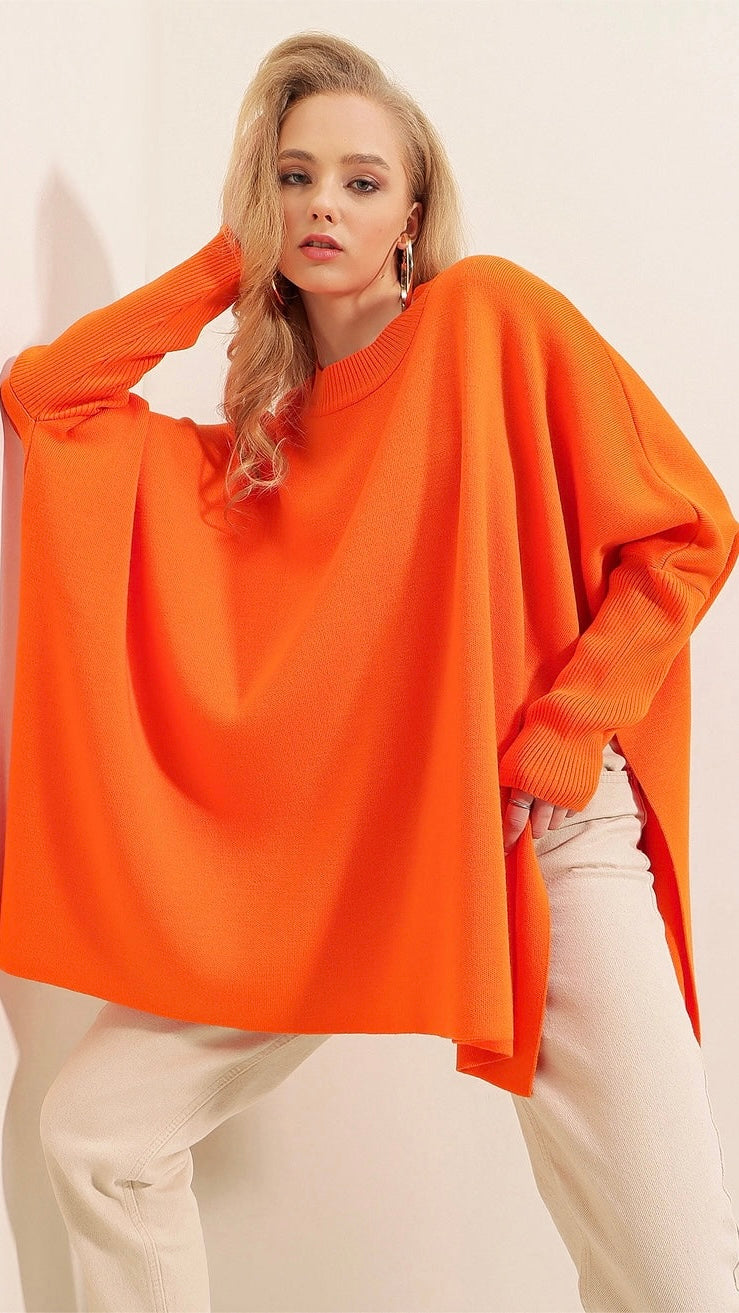 Mix&amp;amp;match V-neck poncho 