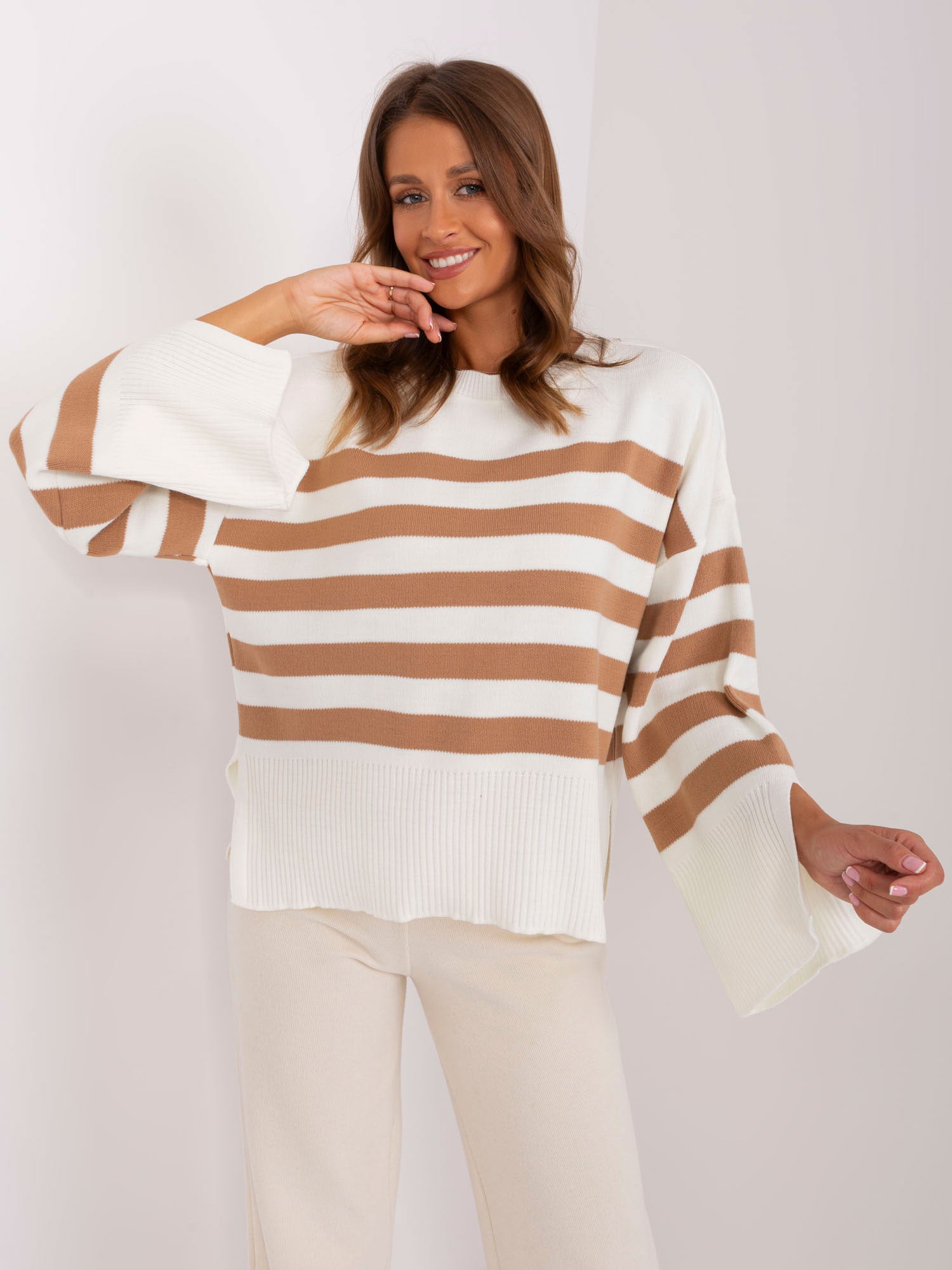 Pull marinière oversize à manches longues