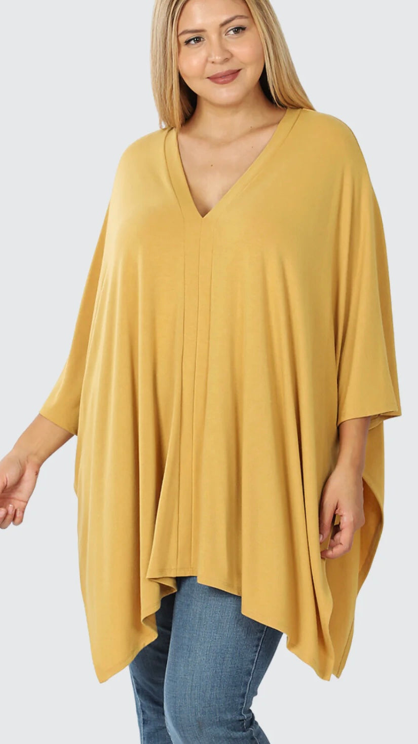 Oversized V-Neck Poncho 