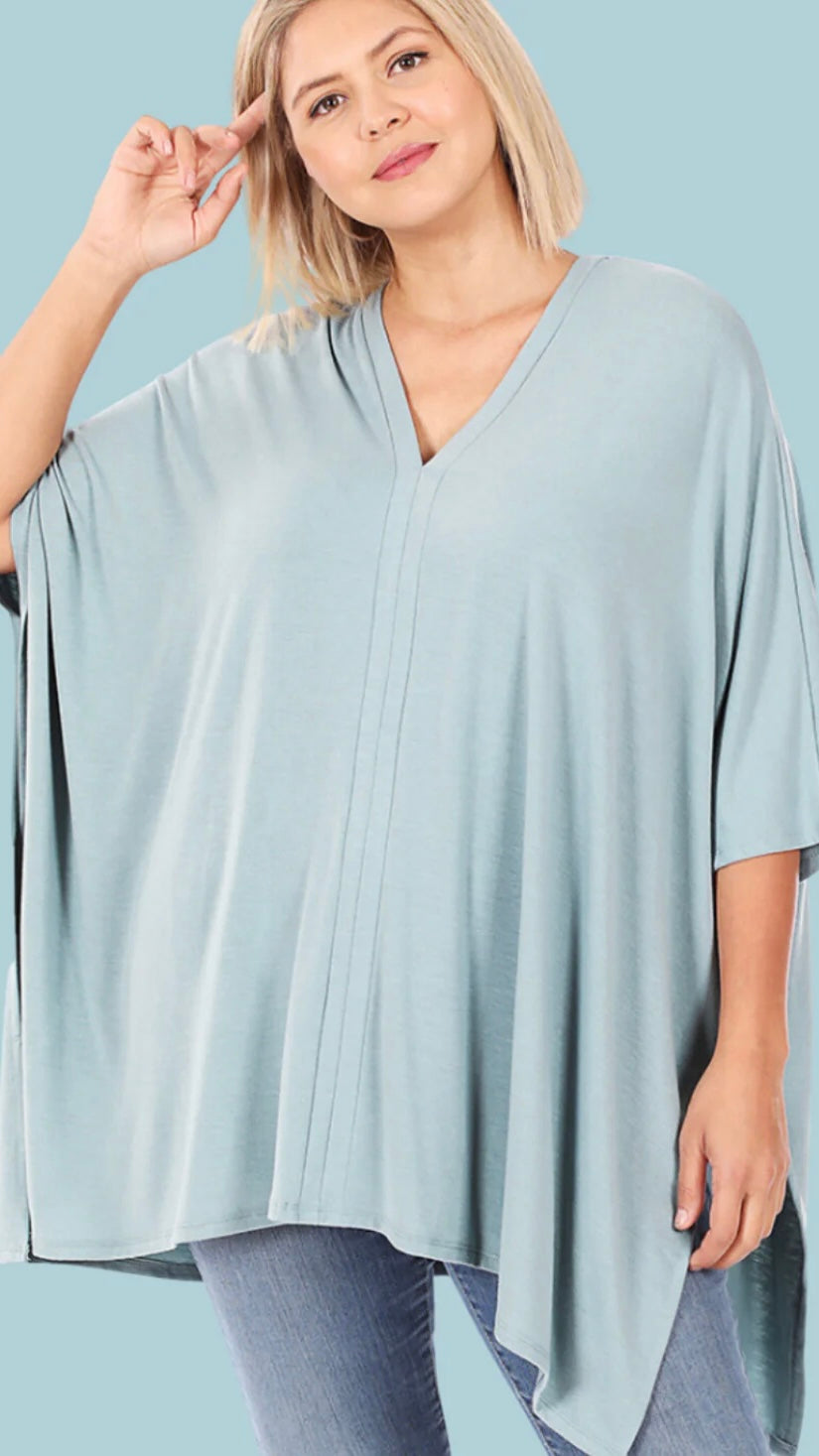 Mix&amp;amp;match V-neck poncho 