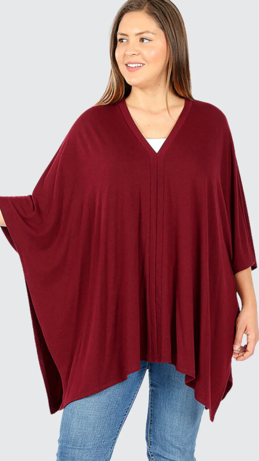 Mix&amp;amp;match V-neck poncho 