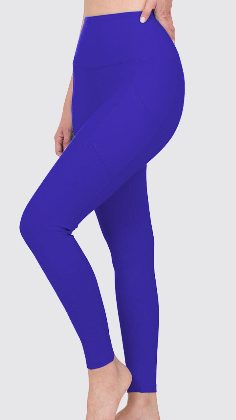 Blue Side Pocket Leggings 