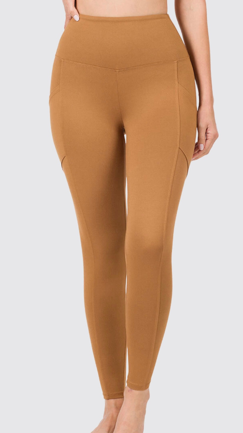 Side pocket leggings - camel 