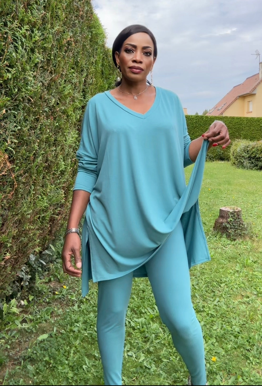 Ensemble oversize T-shirt legging Vert menthe