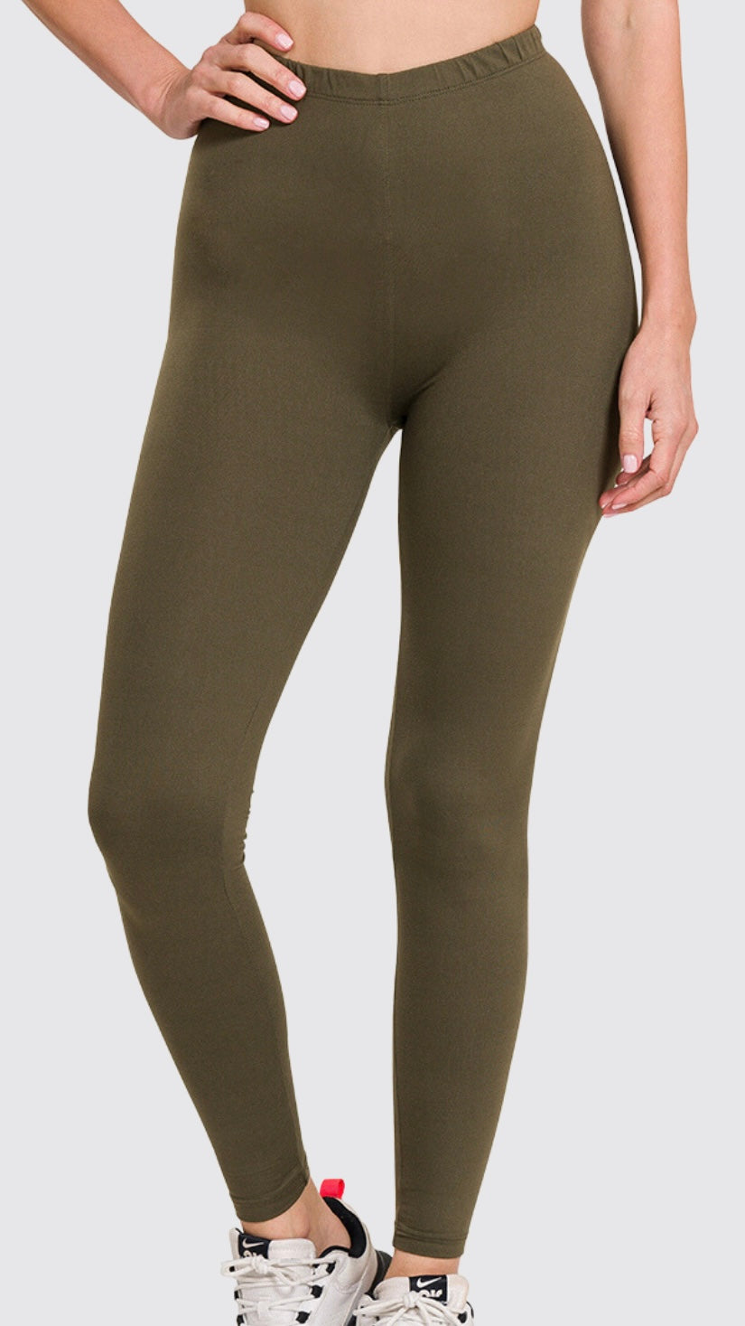 Olive Green Full Length Leggings